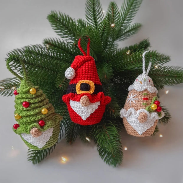 Set of 3 crochet pattern Christmas gnomes