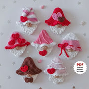 Set of 7 gnome with hearts, Cute Valentine’s Day pattern